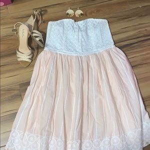 H&M strapless summer dress & wedges 7 1/2 earrings